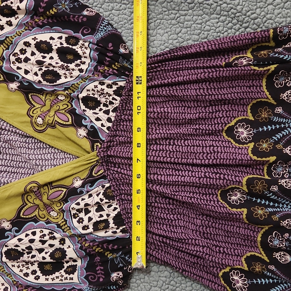 Women's Xhilaration Floral Print Dress Purple And Olive Green Size Medium - Picture 7 of 10